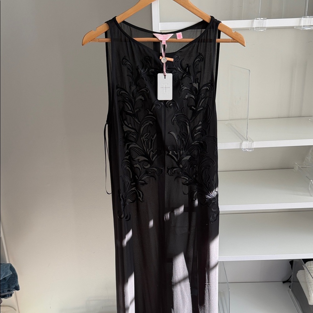 Ted Baker Black Sheer Embroidered Top